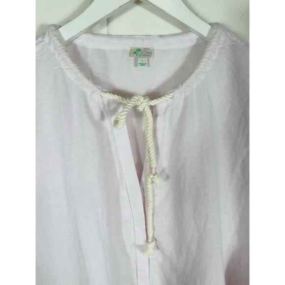 J. Crew Beachwear Large Pink Linen Blend Cover Up Tunic Coastal Beach Pockets - Picture 9 of 14